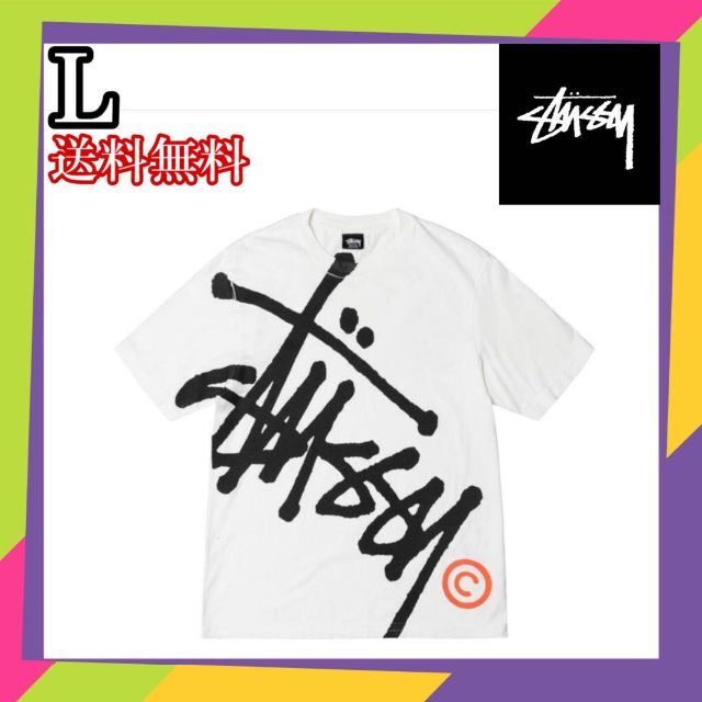 Stussy BIG BASIC PIGMENT DYED TEE 白 赤 L