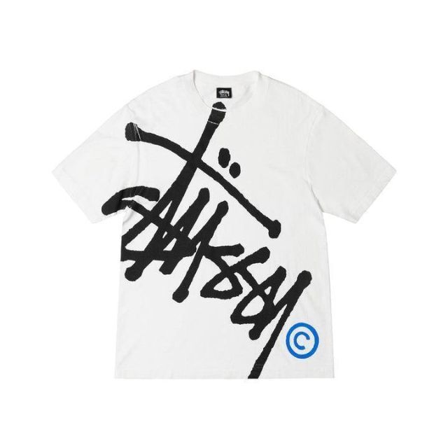 STUSSY(ステューシー)のStussy BIG BASIC PIGMENT DYED TEE 白 青 L メンズのトップス(Tシャツ/カットソー(半袖/袖なし))の商品写真