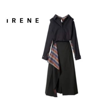 ルシェルブルー(LE CIEL BLEU)のIRENE アイレネ レイヤードドレス ワンピース チェック アシメ 36(ロングワンピース/マキシワンピース)