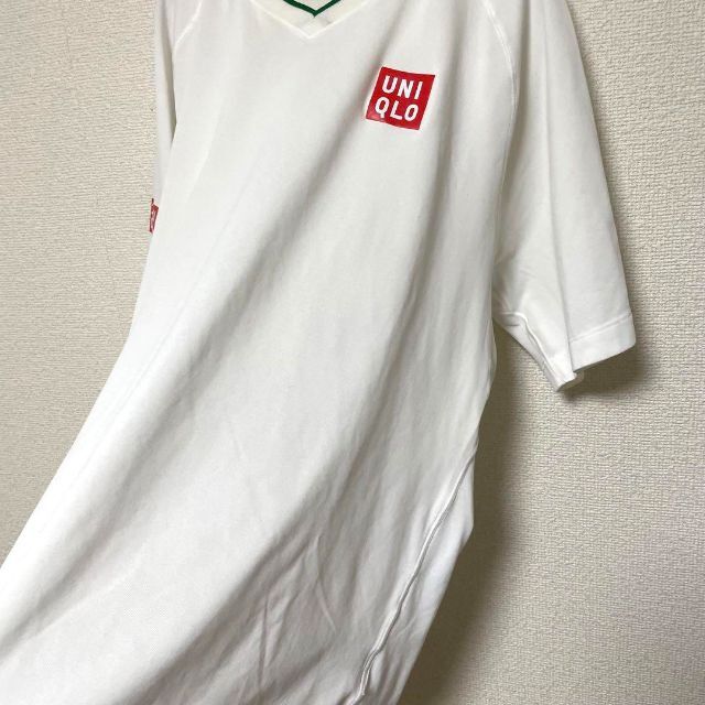 UNIQLO(ユニクロ)の2185 UNIQLO 半袖 ユニクロプリント スポーツ 伸縮性 白緑バイカラー メンズのトップス(ジャージ)の商品写真