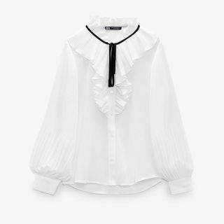 ザラ(ZARA)のコントラスト リボン付きブラウス ZARA(シャツ/ブラウス(長袖/七分))