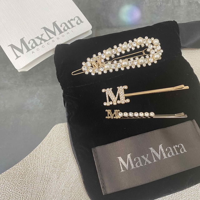 【新品】Max Mara マックスマーラ Mロゴ モチーフ ヘアピン セットダストバッグ状態