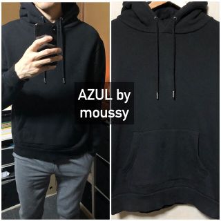 アズールバイマウジー(AZUL by moussy)の訳ありAZUL by moussy裏起毛パーカーMサイズ黒メンズ(パーカー)