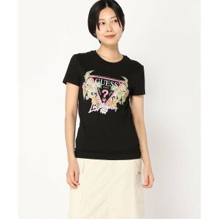 ゲス(GUESS)の【ブラック(JBLK)】(W)Triangle Flowers Tee(カットソー(長袖/七分))