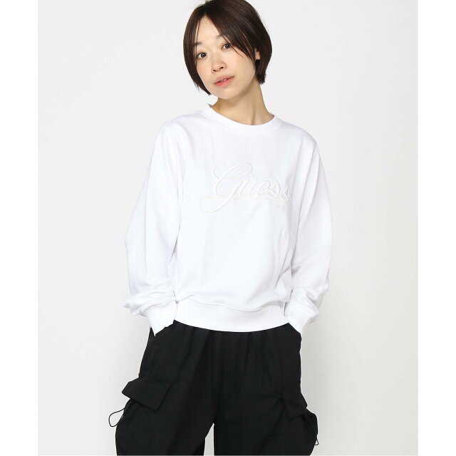 GUESS(ゲス)の【ホワイト(G011)】(W)Logo Script Sweatshirt レディースのトップス(トレーナー/スウェット)の商品写真