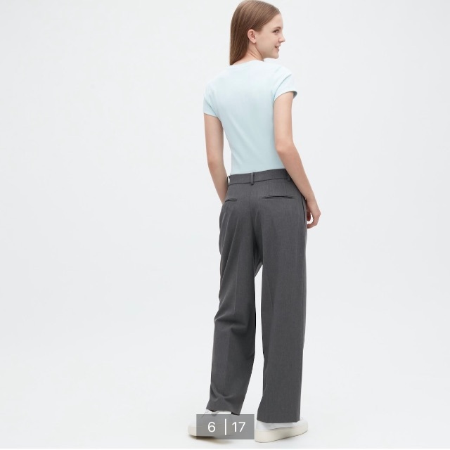 UNIQLO(ユニクロ)のUNIQLO ユニクロ　タックワイドパンツ　W62.5 レディースのパンツ(その他)の商品写真