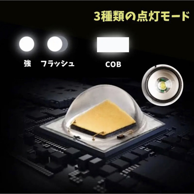 LED 懐中電灯 USB充電式 コンパクト 防水 強力 小型 ライト COB スポーツ/アウトドアのアウトドア(ライト/ランタン)の商品写真