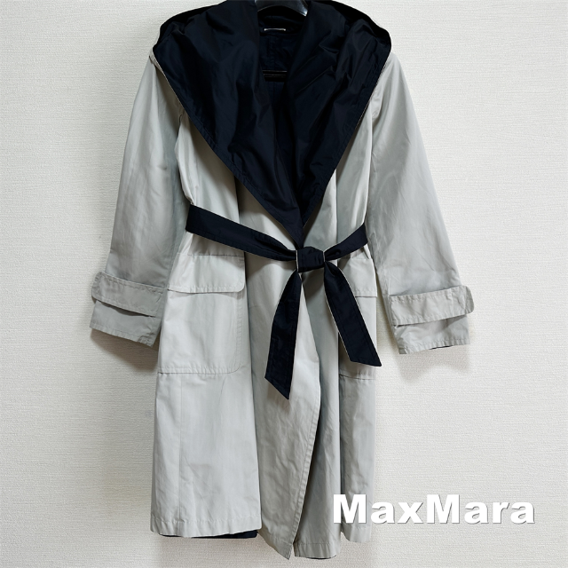Max Mara - 【Max Mara】リバーシブル ベルテッド スプリング フーディ コート