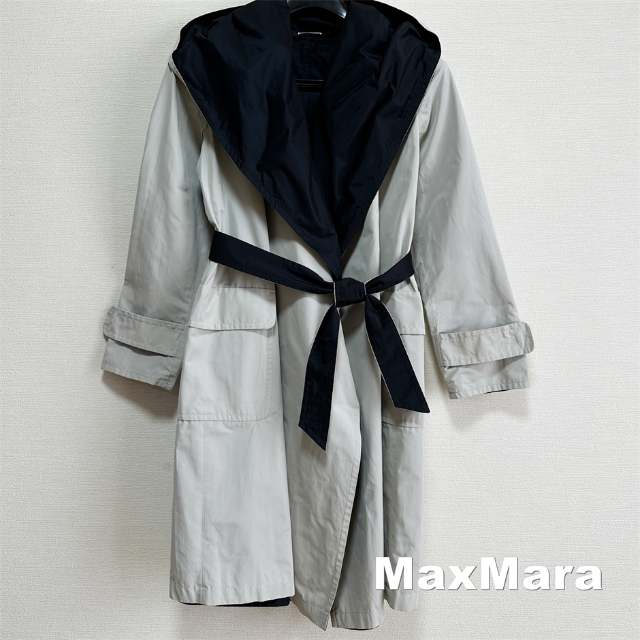 Max Mara(マックスマーラ)の【Max Mara】リバーシブル ベルテッド スプリング フーディ コート レディースのジャケット/アウター(スプリングコート)の商品写真