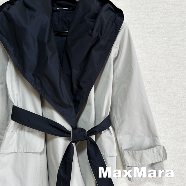 Max Mara(マックスマーラ)の【Max Mara】リバーシブル ベルテッド スプリング フーディ コート レディースのジャケット/アウター(スプリングコート)の商品写真