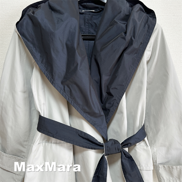 Max Mara(マックスマーラ)の【Max Mara】リバーシブル ベルテッド スプリング フーディ コート レディースのジャケット/アウター(スプリングコート)の商品写真