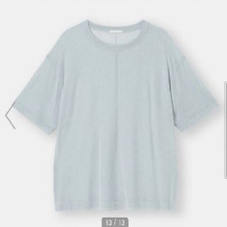 ジーユー(GU)の新品タグ付き GU シアーオーバーサイズセーター Mサイズ ライトブルー (Tシャツ/カットソー(半袖/袖なし))