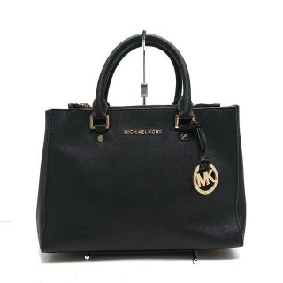 マイケルコース(Michael Kors)のマイケルコース ハンドバッグ - 黒 レザー(ハンドバッグ)