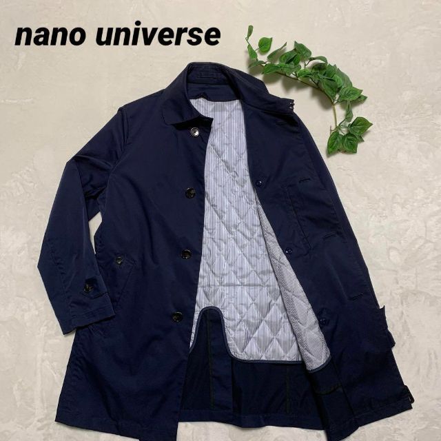 nano・universe(ナノユニバース)の定価8万⭐️ 未使用⭐️ナノユニバース　ステンカラーコート　紺　ウエストベルト メンズのジャケット/アウター(ステンカラーコート)の商品写真