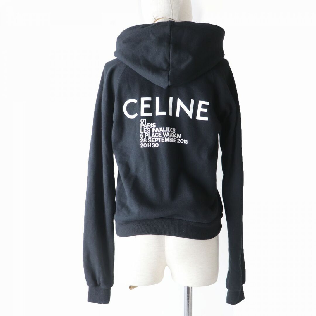 美品☆正規品 CELINE セリーヌ 19SS 2Y005632E バックロゴ プルオーバーパーカー/トップス ブラック 黒 XS 日本製 レディース♪