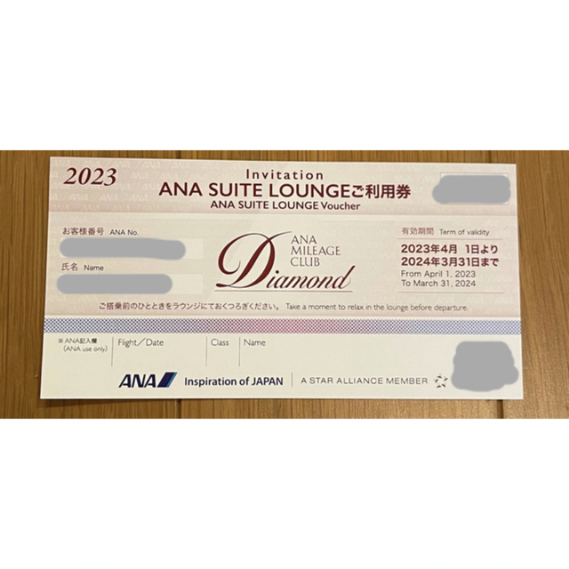 ANA(全日本空輸)(エーエヌエー(ゼンニッポンクウユ))のANA SUITE LOUNGE ご利用券2枚 チケットの優待券/割引券(その他)の商品写真