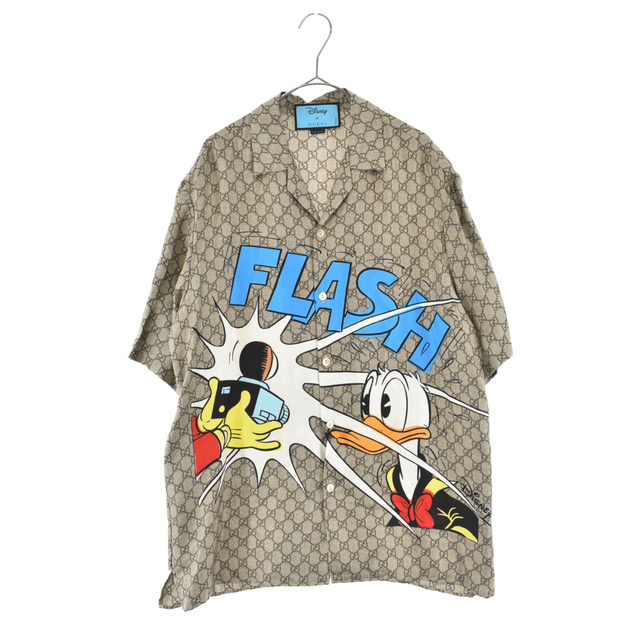 GUCCI グッチ 21SS×Disney Flash Print Silk Short Sleeve Shirt