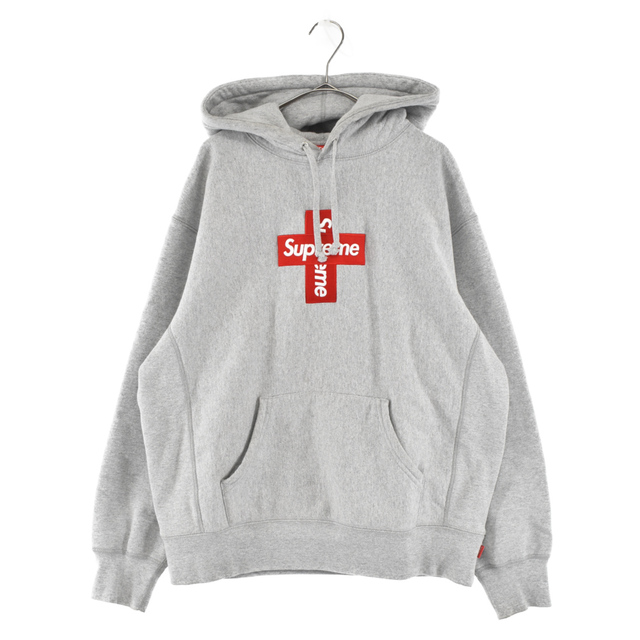 高い素材】 Supreme パーカーグレー スウェット プルオーバー クロス