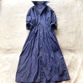 ラルフローレン(Ralph Lauren)の美品 ラルフローレン ロング シャツ ワンピース ブルー 青 長袖(ロングワンピース/マキシワンピース)