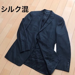 カルバンクライン(Calvin Klein)のカルバンクライン　テーラードジャケット　シルク混　40サイズ　ブラック(テーラードジャケット)