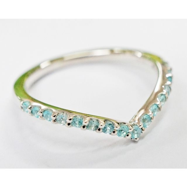 PT950 パライバトルマリン リング V字 0.16ct リング【美品】 【希少