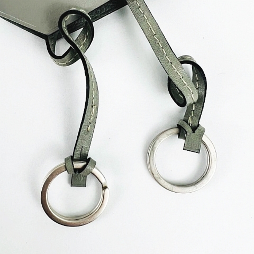 HERMES D刻印 クロシェット キーケース ネックレス レザー グレー
