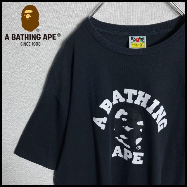 希少】A BATHING APE ビックロゴ ロングTシャツ ブラック L-