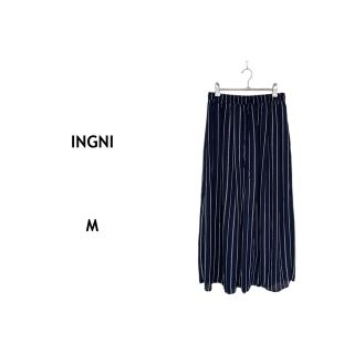 イング(INGNI)のINGNI/イング【ストライプ　エアリースカンツ　M ネイビー】ワイド　ガウチョ(カジュアルパンツ)