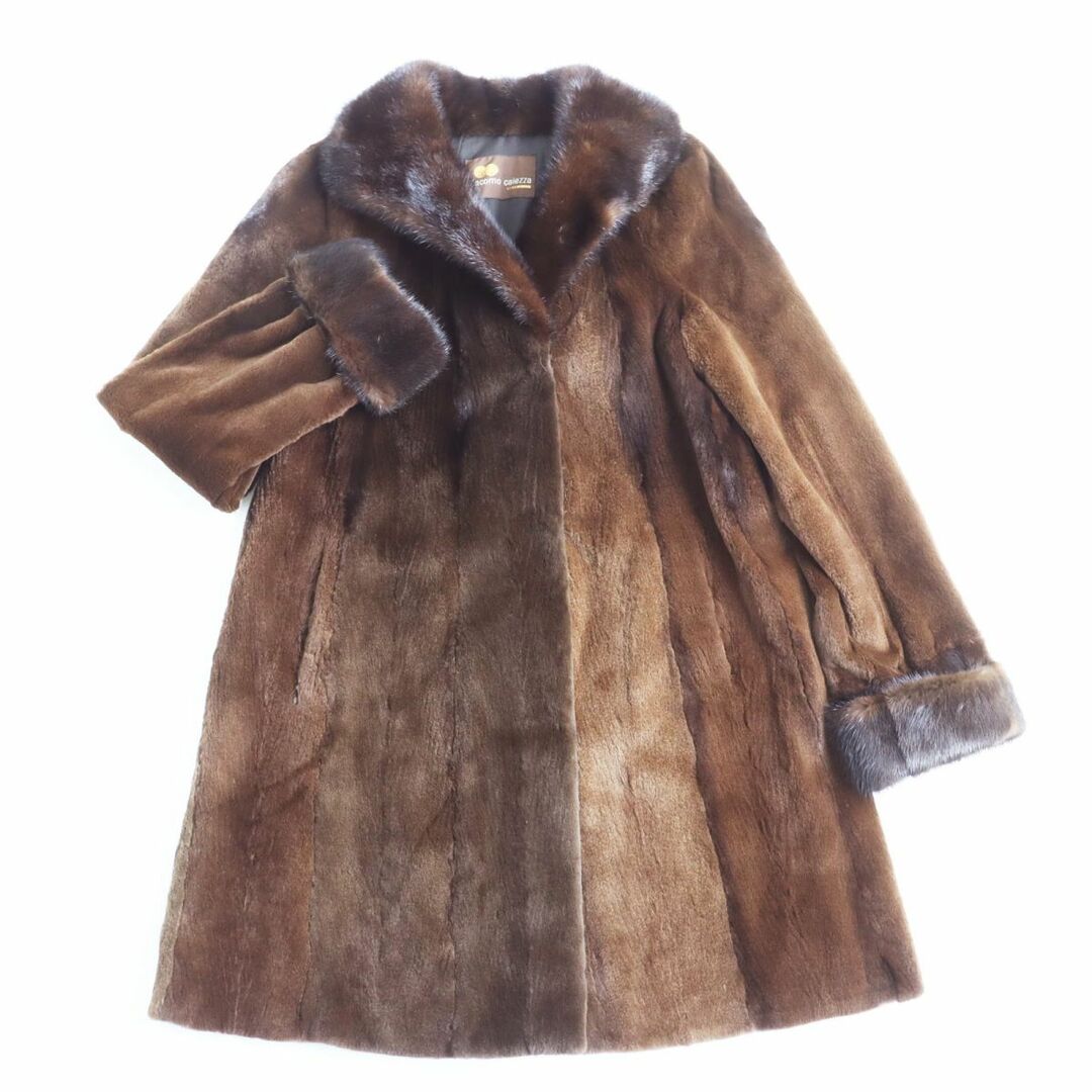 低価格 極美品△SAGA ブラック 本毛皮ロングコート 高級ブランド MINK