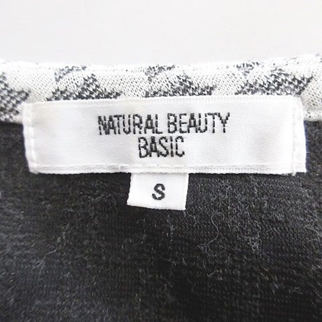 NATURAL BEAUTY BASIC(ナチュラルビューティーベーシック)のNATURAL BEAUTY BASIC ワンピース 七分袖 ひざ丈 白 黒 S レディースのワンピース(ひざ丈ワンピース)の商品写真