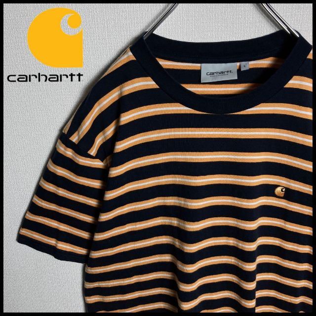 【即完モデル】カーハートWIP　ワンポイント刺繍ロゴ　ボーダーTシャツ　Lサイズ