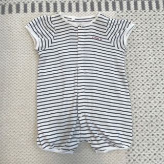 プチバトー(PETIT BATEAU)のプチバトー  半袖カバーオール　ボーダー(カバーオール)