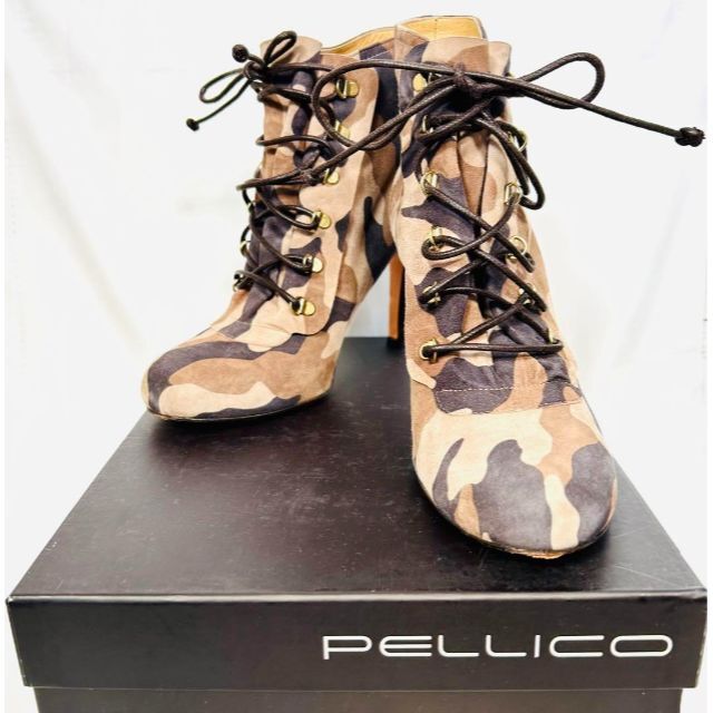 PELLICO(ペリーコ)の美品 PELLICO ペリーコ ショートブーツ 迷彩色 スウェード 37 レディースの靴/シューズ(ブーツ)の商品写真