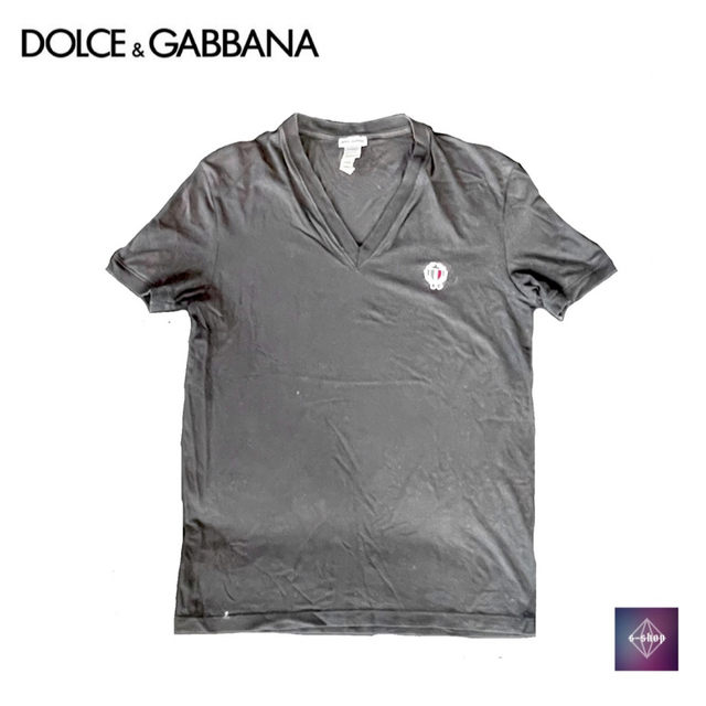 DOLCE&GABBANA(ドルチェアンドガッバーナ)の【美品】 ドルチェ&ガッバーナ Tシャツ 半袖 Vネック トップス ブラック 黒 メンズのトップス(Tシャツ/カットソー(半袖/袖なし))の商品写真