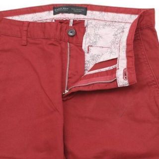 ZARA MAN レザー バイカー スキニー 38 S 30 レッド メンズ