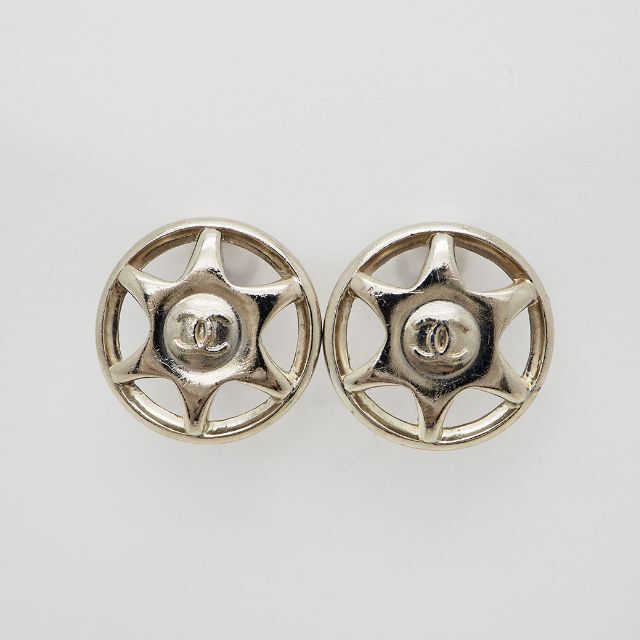 珍しい CHANEL シャネル 97A ラウンド ヘキサグラム イヤリング