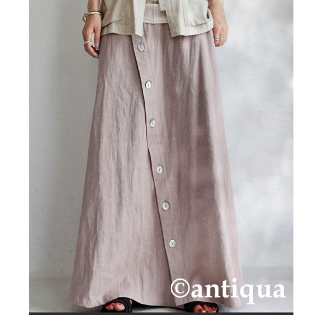 antiqua(アンティカ)のアンティカ   リネンシェルボタンスカート レディースのスカート(ロングスカート)の商品写真