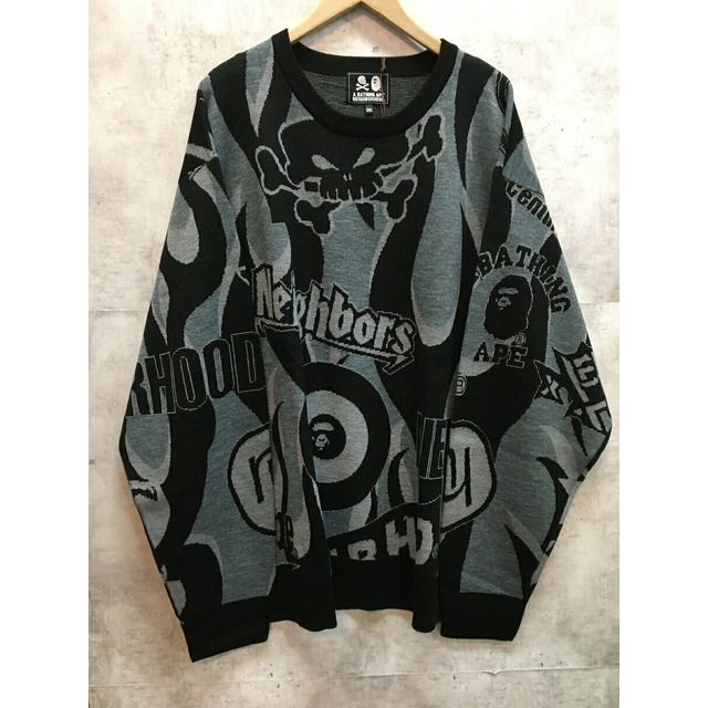 A BATHING APE × NEIGHBORHOOD Relaxed Fit Knit BAPE NBHD エイプ ネイバーフッド リラックスド フィット ニット セーター【004】【岩】