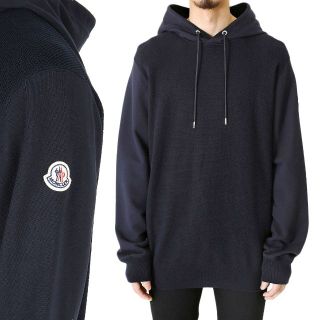 54 MONCLER ネイビー ロゴ パーカー フーディ size XL | www.jarussi