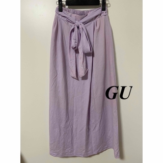 ジーユー(GU)のGU スカート プリーツ リボン ジーユー M 紫 パープル パステル(ロングスカート)