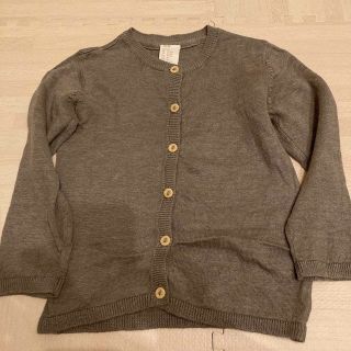 エイチアンドエム(H&M)のH&M kids リネンニットカーディガン　チャコールグレー(カーディガン/ボレロ)