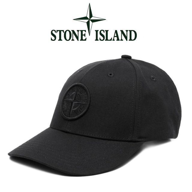 2 STONE ISLAND ブラック ロゴ 刺繍 ベースボールキャップ