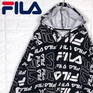 フィラ(FILA)のフィラ 総柄 ロゴプリントパーカー ビッグサイズ フルジップ モノトーン 裏起毛(パーカー)