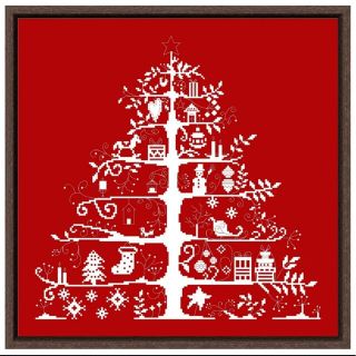 クロスステッチキット クリスマスツリー 一色刺し 14CT 38×37cm 刺繍(生地/糸)