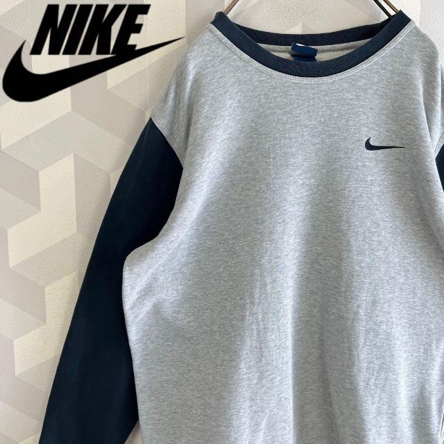 NIKE - 【ナイキ】サイズL 切り替え 刺繍ロゴ スウェットトレーナー