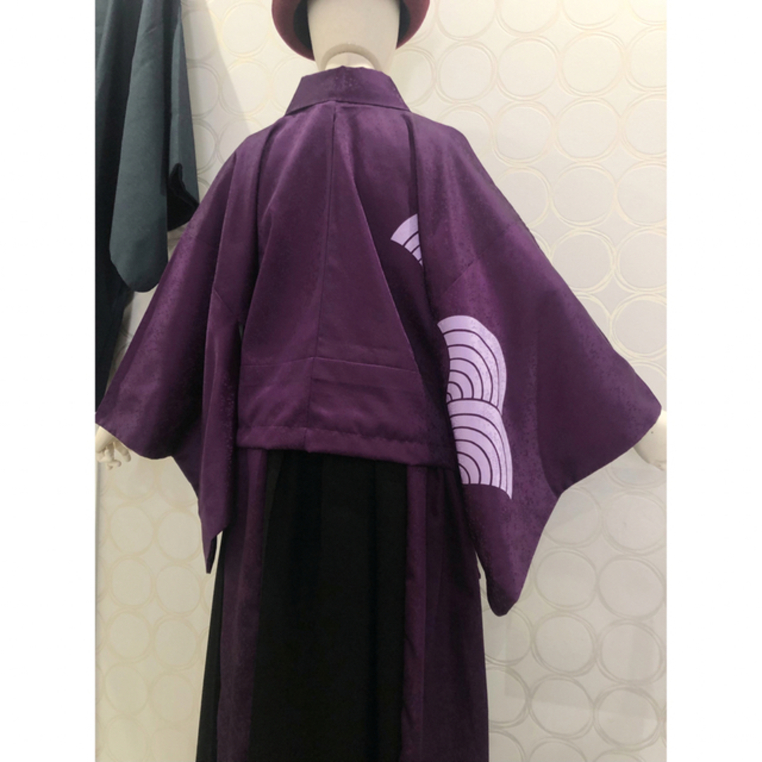 着物リメイク 紫×黒 ショート丈羽織 ロングスカート