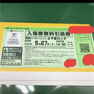 福岡ソフトバンクホークス公式戦 入場引換券２枚ペア(野球)