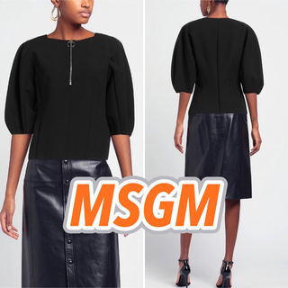 エムエスジイエム(MSGM)の最終値下げ★MSGM 2way 半袖 切り替え ブラウス エムエスジーエム 黒色(シャツ/ブラウス(長袖/七分))