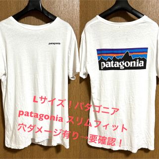 パタゴニア(patagonia)のLサイズ！パタゴニア patagonia 古着半袖ロゴTシャツ 白スリムフィット(Tシャツ/カットソー(半袖/袖なし))