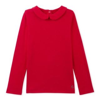 プチバトー(PETIT BATEAU)のsale☆プチバトー 4a衿つき長袖Ｔシャツ レッド(Tシャツ/カットソー)